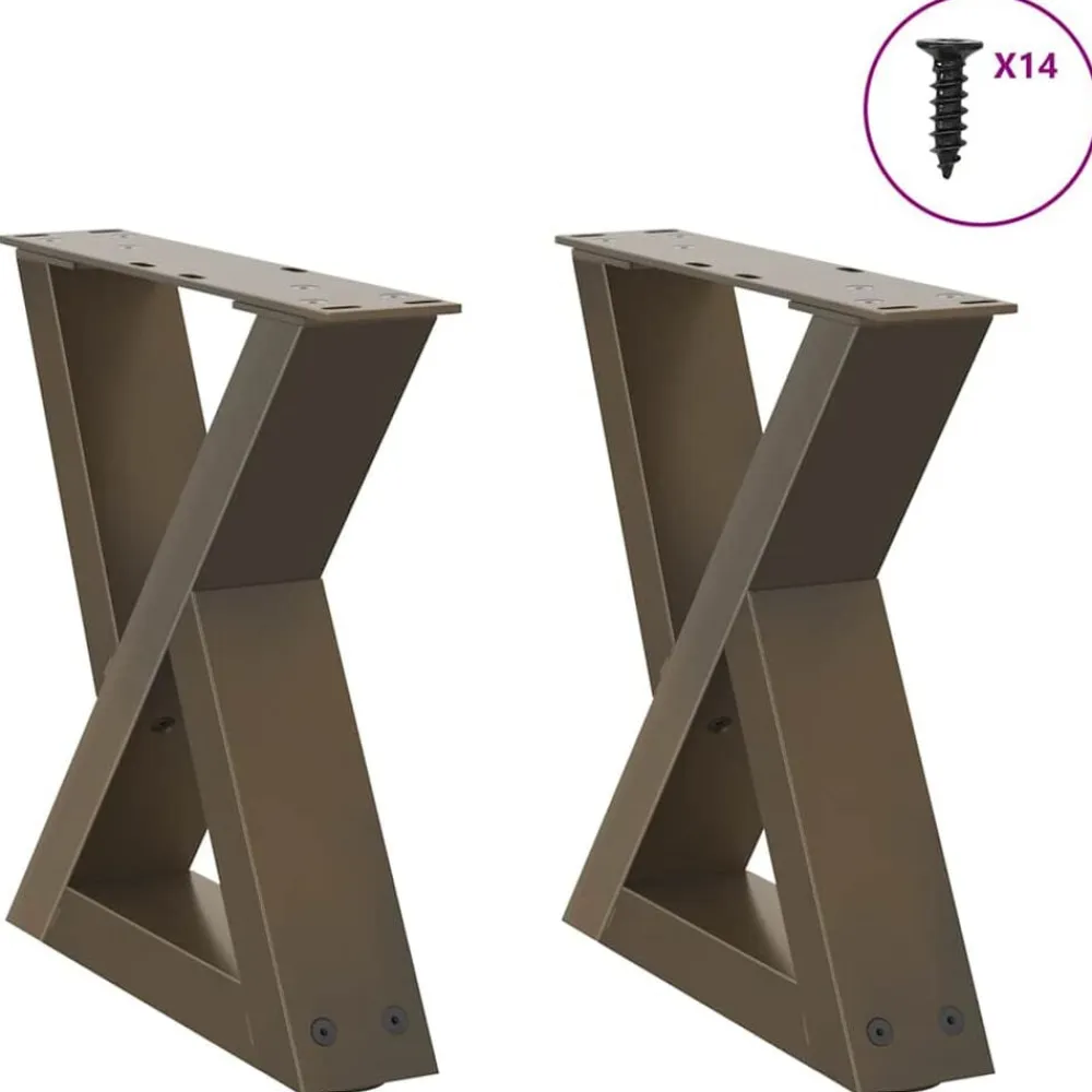 vidaXL Patas para mesa de centro (2 unidades), acero , 30 x (30-31,3) cm. Natural New