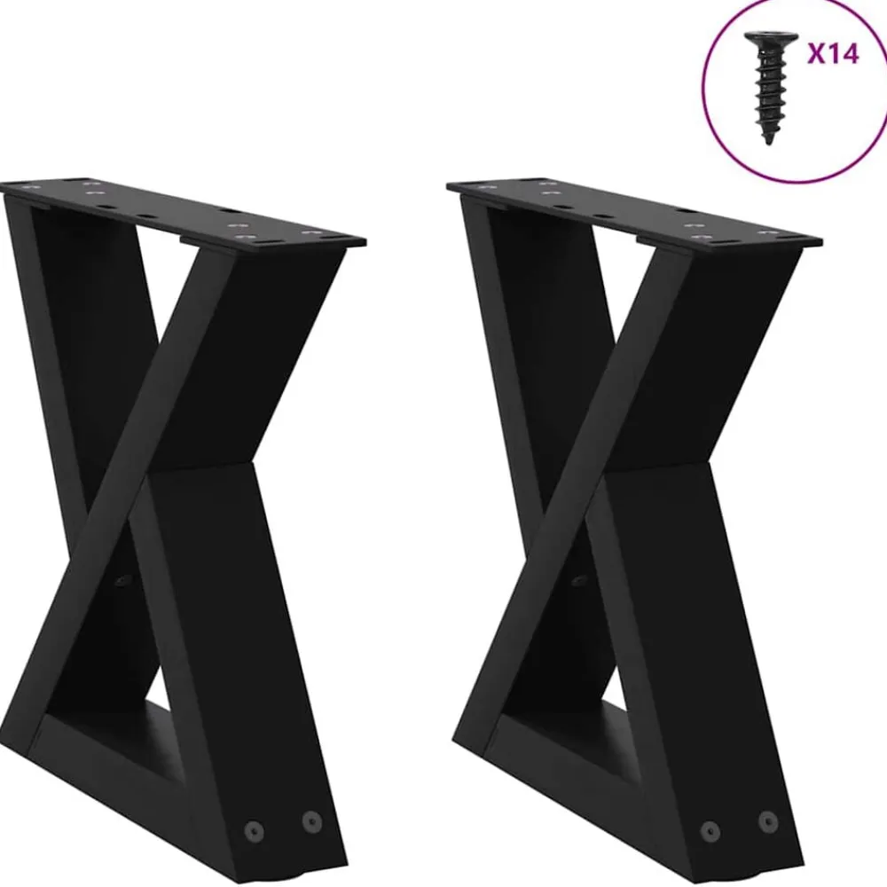 vidaXL Accesorios Para Mesas-Patas para mesa de centro (2 unidades), color , 30 x (30-31,3) cm, acero