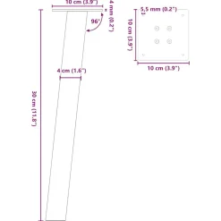 vidaXL Accesorios Para Mesas-Patas para mesa de centro 4 unidades 30 cm acero