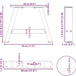 vidaXL Patas para mesa de centro en forma de A (2 unidades), , 30 x (30-31) cm, acero Antracita Online