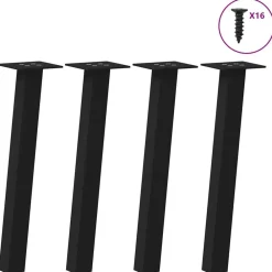 vidaXL Patas para mesa de centro (4 unidades), color , 30 cm, acero Negro Discount