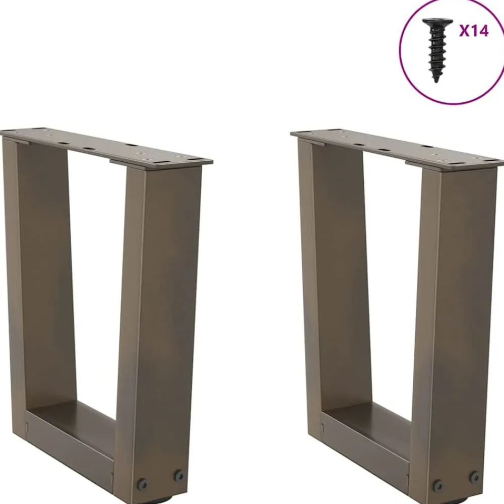 vidaXL Patas para mesa de centro en forma de V (2 unidades, acero , 30 x 30-31,3 cm) Natural Outlet