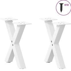 vidaXL Accesorios Para Mesas-Patas para mesa de centro en forma de X (2 unidades), color , 30 x (30-31) cm, acero