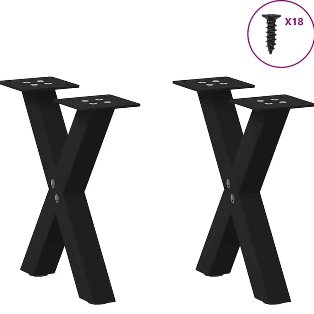 vidaXL Patas para mesa de centro en forma de X (2 unidades), color , 30 x (30-31) cm, acero Negro Hot