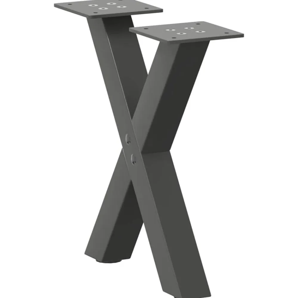 vidaXL Accesorios Para Mesas-Patas para mesa de centro en forma de X (2 unidades), , 37 x (30-31) cm, acero