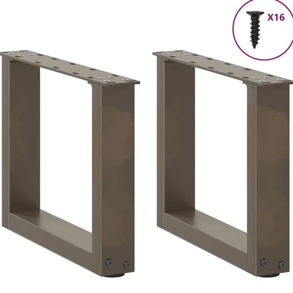 vidaXL Patas para mesa de centro en forma de U (2 unidades, acero , 30 x 30-31 cm) Natural New