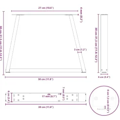 vidaXL Accesorios Para Mesas-Patas para mesa de centro en forma de V (2 unidades), color , 30 x (30-31,3) cm, acero