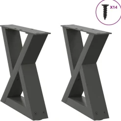 vidaXL Accesorios Para Mesas-Patas para mesa de centro (2 unidades), , 30 x (30-31,3) cm, acero