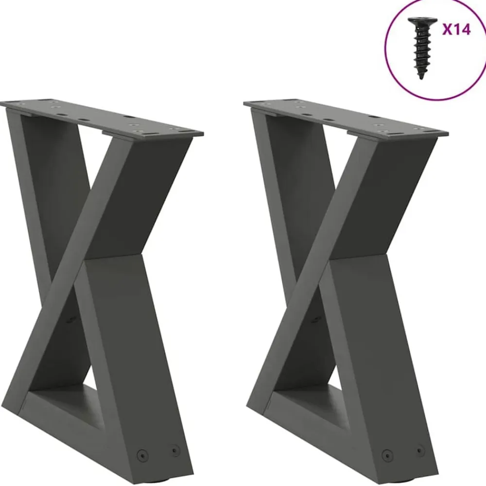 vidaXL Accesorios Para Mesas-Patas para mesa de centro (2 unidades), , 30 x (30-31,3) cm, acero