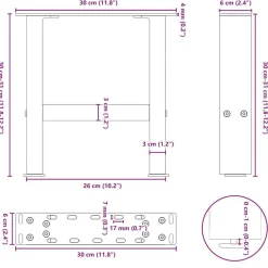 vidaXL Accesorios Para Mesas-Patas para mesa de centro (2 unidades, 30 x 31 cm, acero)