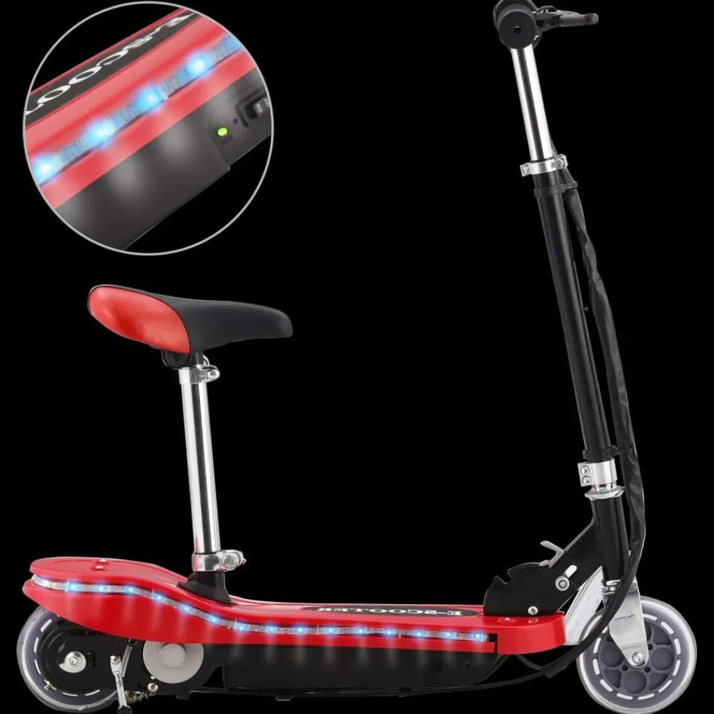 vidaXL Patinete para niños con asiento y LED 120 W Rojo Sale
