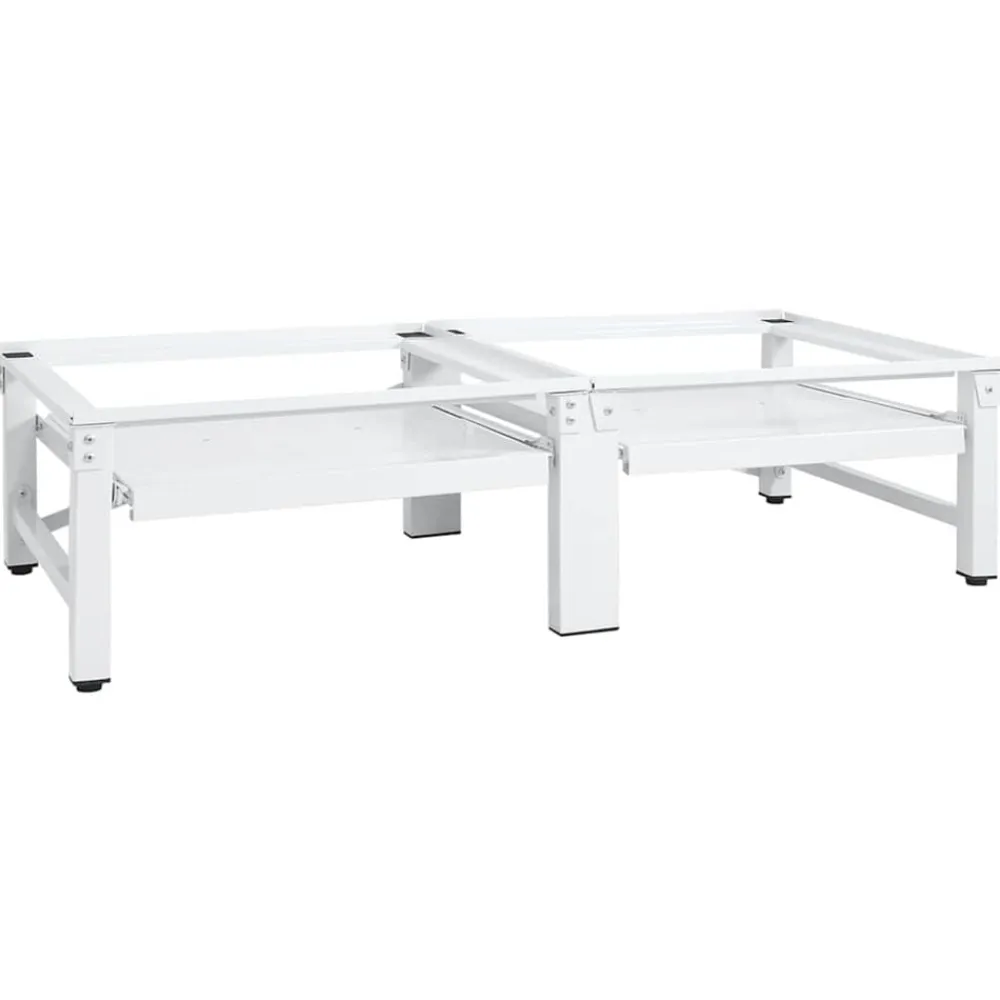 vidaXL Pedestal doble lavadora secadora con estantes extraíbles Blanco Online