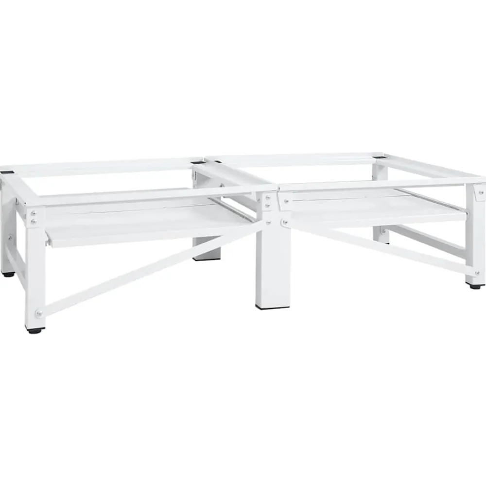 vidaXL Pedestal doble lavadora secadora con estantes extraíbles Blanco Online