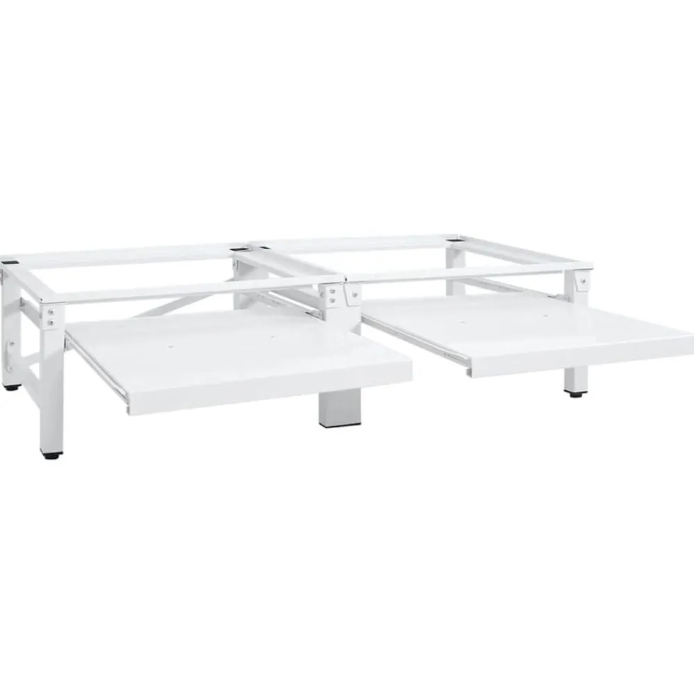 vidaXL Pedestal doble lavadora secadora con estantes extraíbles Blanco Online