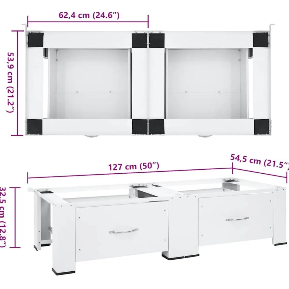 vidaXL Accesorios Para Electrodomésticos-Pedestal doble para lavadora y secadora con cajones