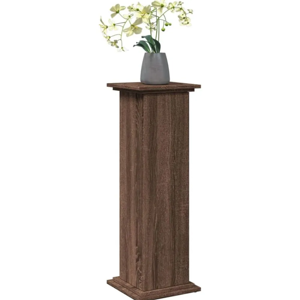 vidaXL Jardín-Pedestal expositor con almacenaje marrón roble 31x30x90 cm