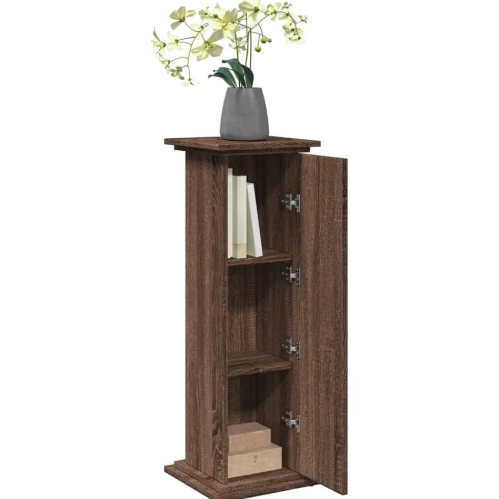 vidaXL Jardín-Pedestal expositor con almacenaje marrón roble 31x30x90 cm
