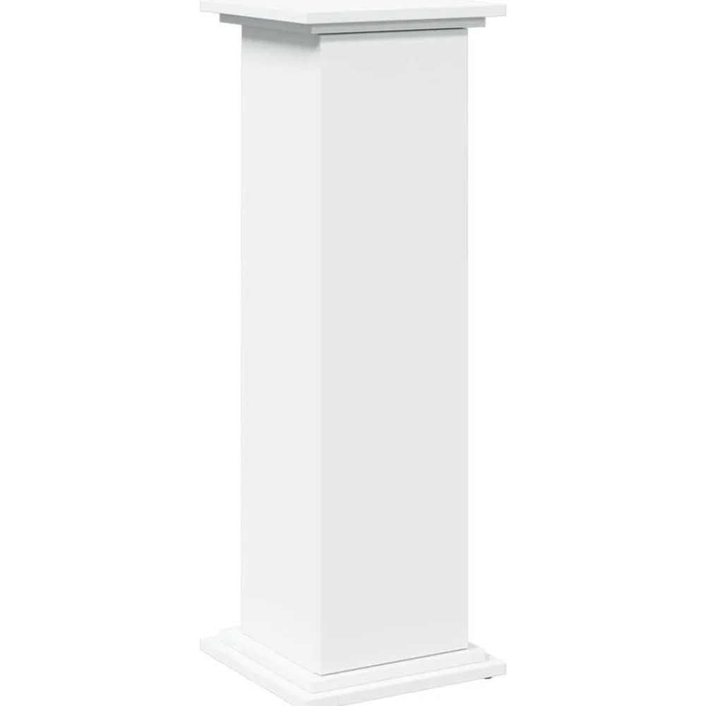 vidaXL Pedestal expositor con almacenaje madera 31x30x90 cm Blanco Outlet