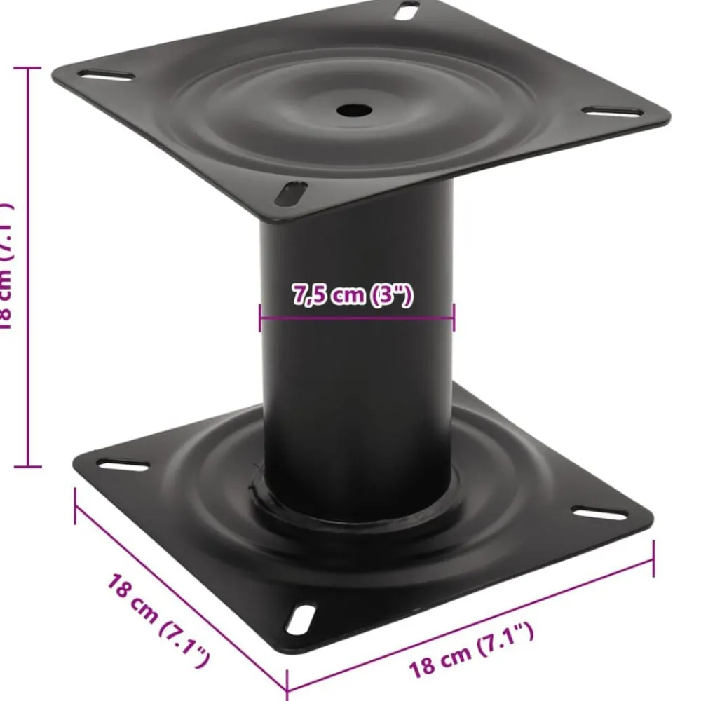 vidaXL Pedestal para asiento de barco acero negro 18 cm Outlet