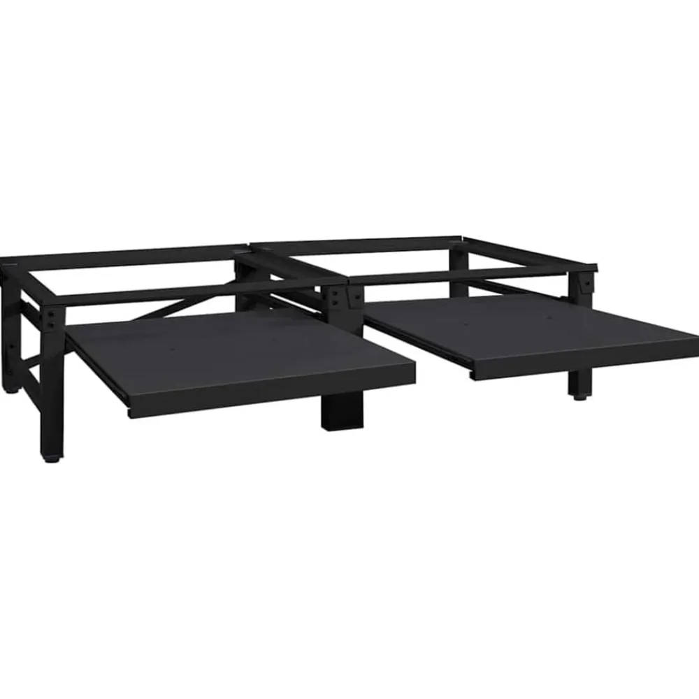vidaXL Pedestal para Lavadora 2 pcs 124,5 x 61,5 x 32,5 cm Acero Negro New