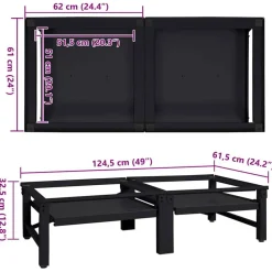 vidaXL Pedestal para Lavadora 2 pcs 124,5 x 61,5 x 32,5 cm Acero Negro New