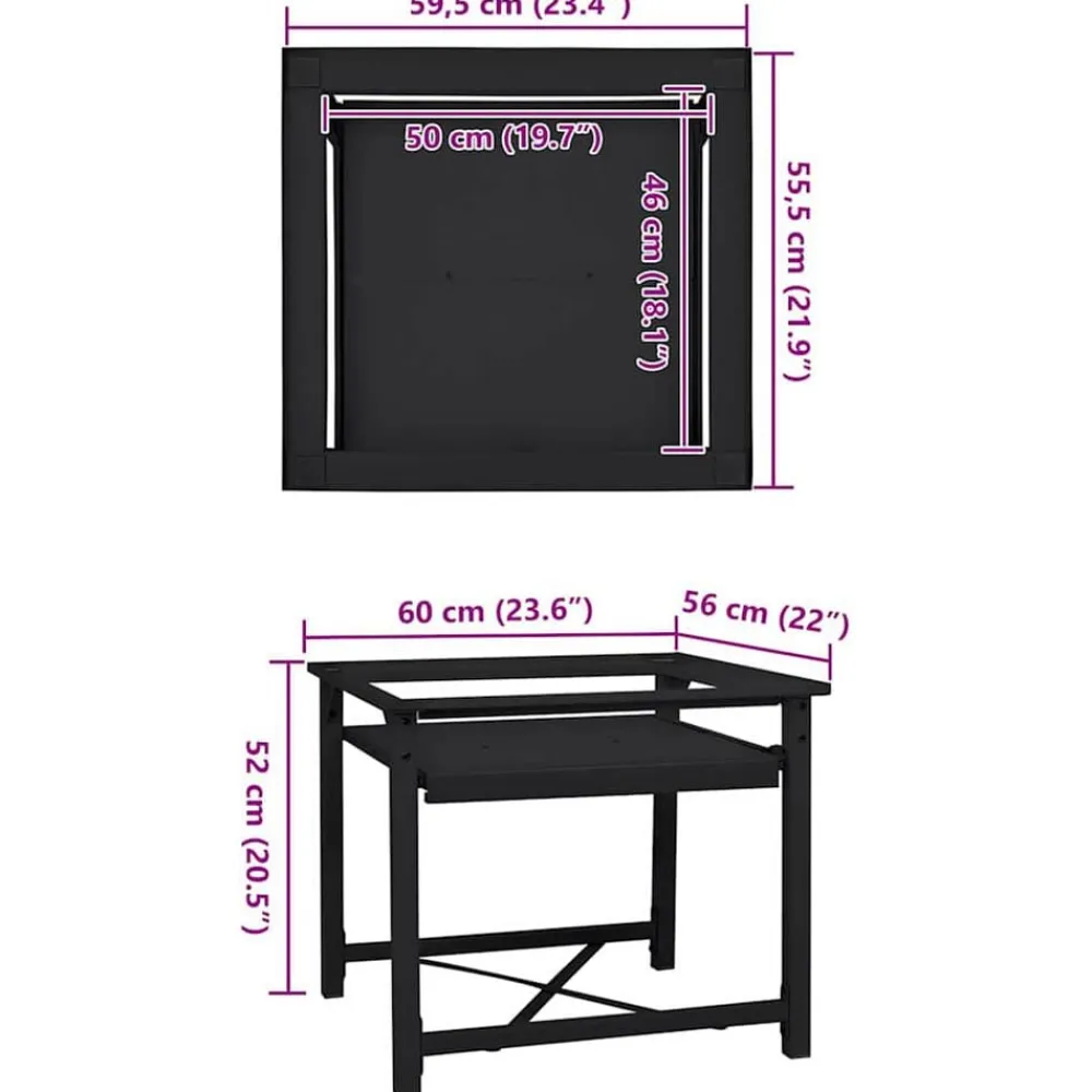 vidaXL Pedestal para Lavadora 60 x 56 x 52 cm Acero Negro New