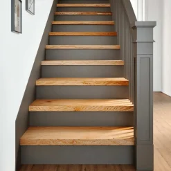 vidaXL Productos Del Hogar-Peldaños de escalera 4 uds madera maciza roble marrón claro