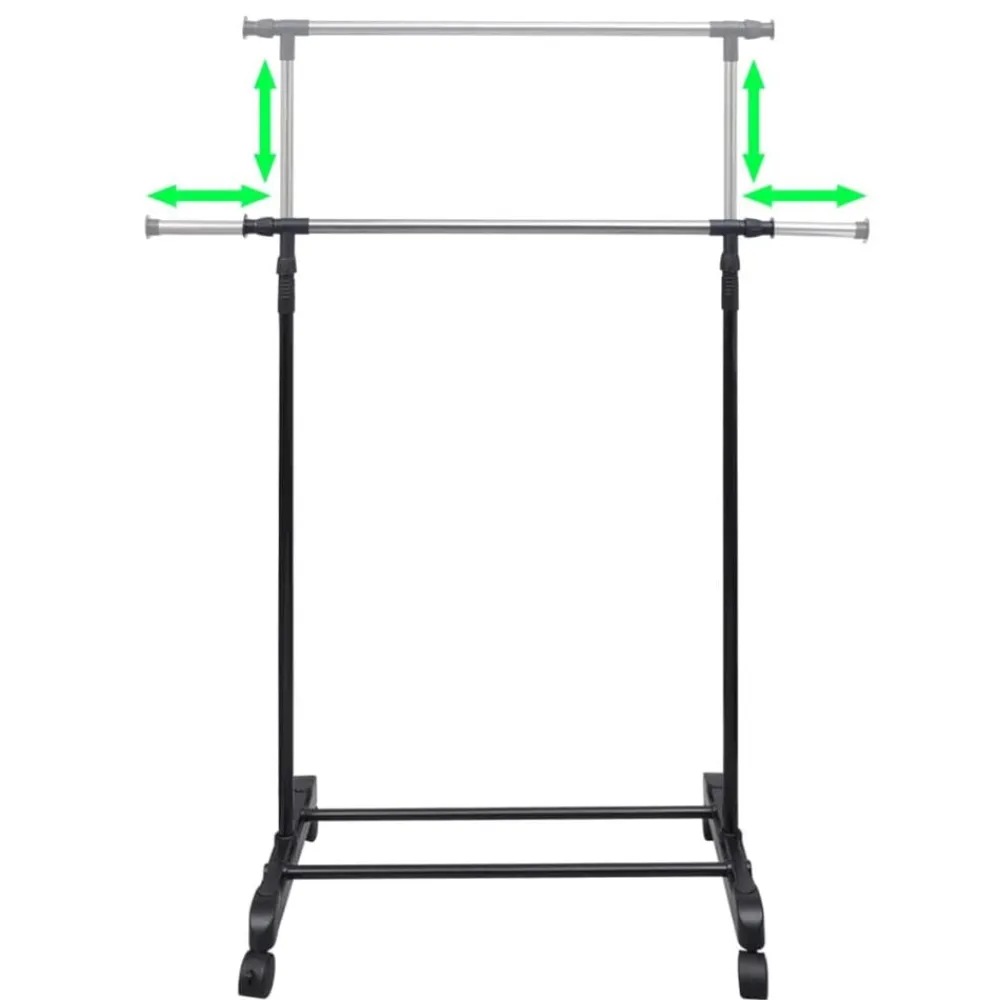 vidaXL Productos Del Hogar-Perchero ajustable para ropa 4 ruedas 1 barras