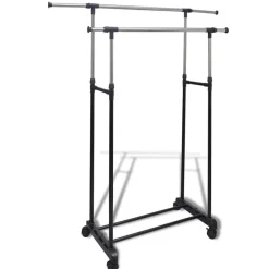 vidaXL Productos Del Hogar-Perchero ajustable para ropa 4 ruedas 2 barras