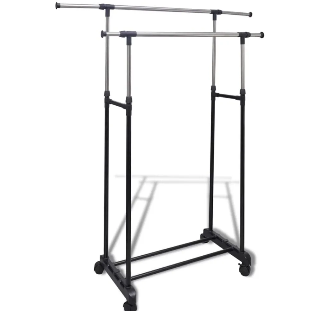 vidaXL Productos Del Hogar-Perchero ajustable para ropa 4 ruedas 2 barras