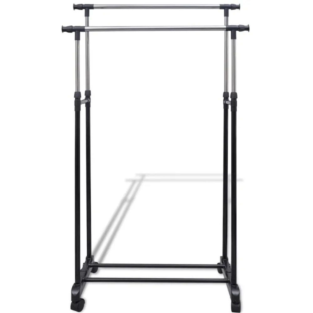 vidaXL Productos Del Hogar-Perchero ajustable para ropa 4 ruedas 2 barras
