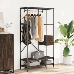 vidaXL Perchero con estantes madera de ingeniería marrón roble Marrón roble
