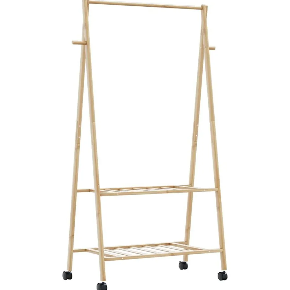 vidaXL Perchero con estantes y ruedas 96x45,5x155,5 cm bambú Online