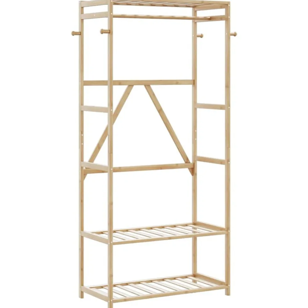 vidaXL Productos Del Hogar-Perchero con estantes bambú 80x40x175 cm