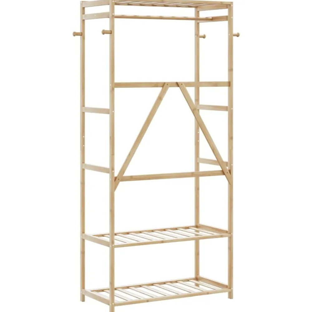 vidaXL Productos Del Hogar-Perchero con estantes bambú 80x40x175 cm
