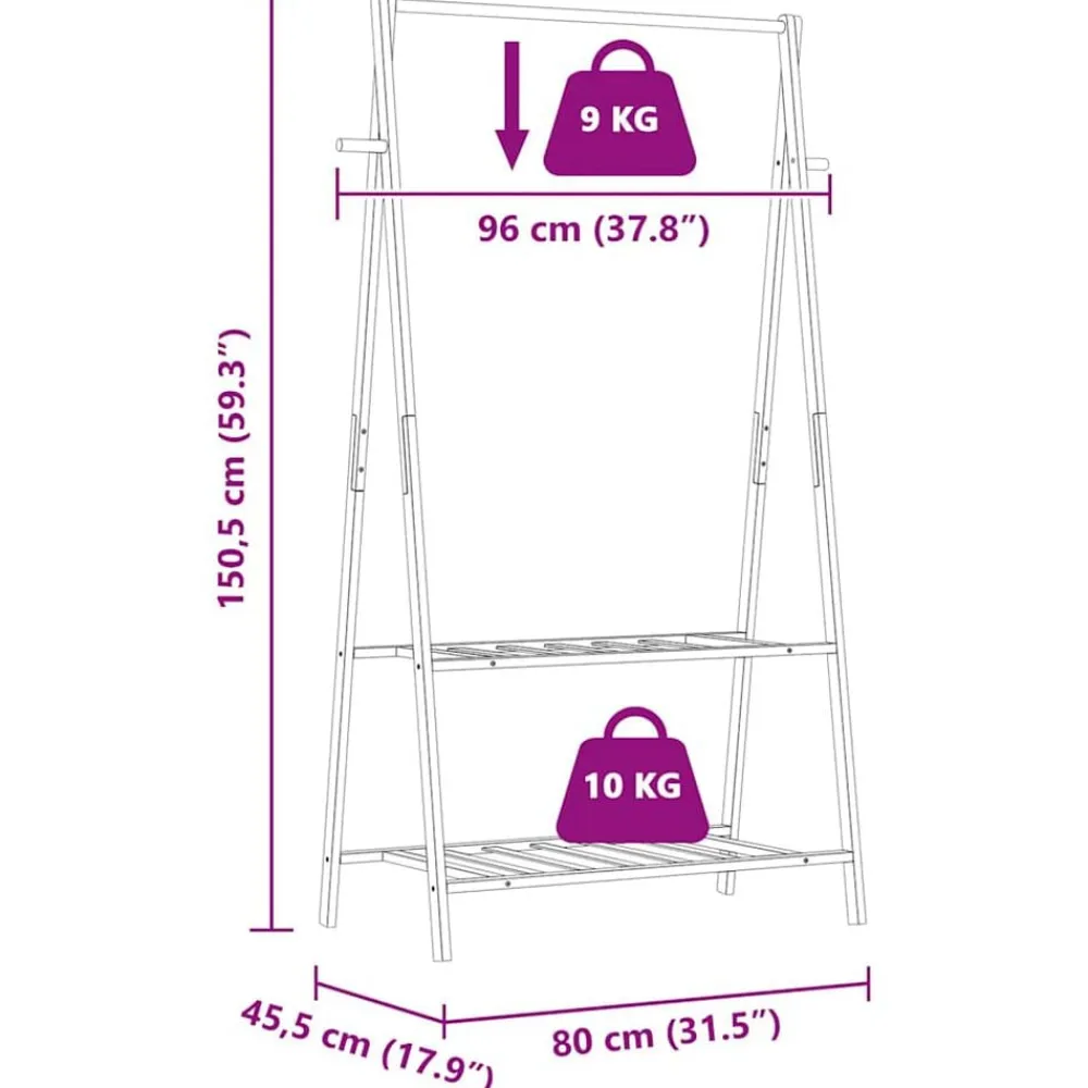vidaXL Perchero con estantes bambú 96x45,5x150,5 cm Best