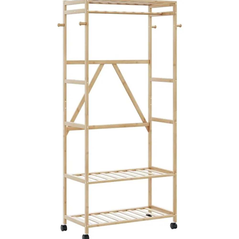 vidaXL Productos Del Hogar-Perchero con estantes y ruedas 90x40x179,5 cm bambú
