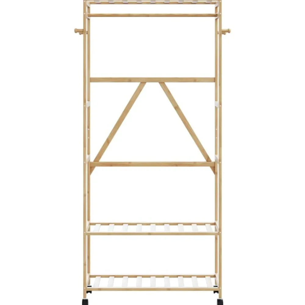 vidaXL Productos Del Hogar-Perchero con estantes y ruedas 90x40x179,5 cm bambú