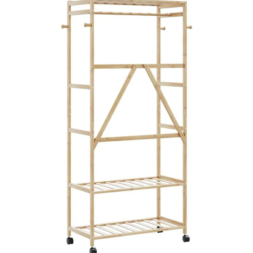vidaXL Productos Del Hogar-Perchero con estantes y ruedas 90x40x179,5 cm bambú