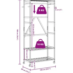 vidaXL Productos Del Hogar-Perchero con estantes y ruedas 90x40x179,5 cm bambú
