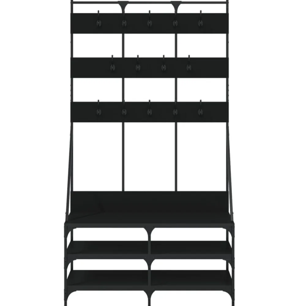 vidaXL Perchero con zapatero 100x40x184 cm Negro Discount