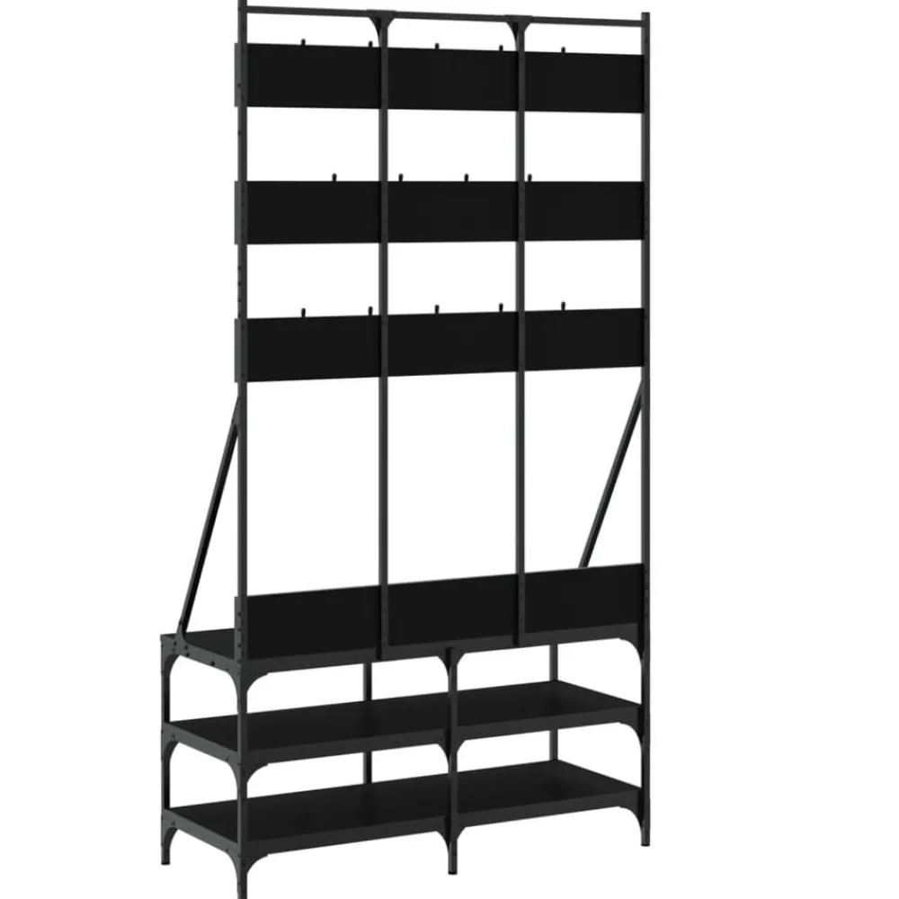 vidaXL Perchero con zapatero 100x40x184 cm Negro Discount
