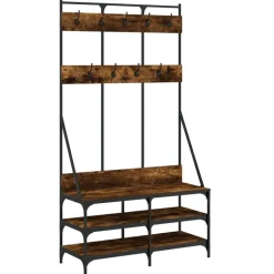 vidaXL Perchero con zapatero 100x40x184 cm Roble ahumado Sale