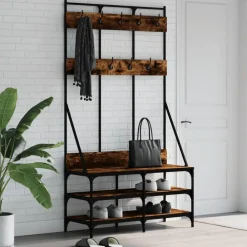 vidaXL Perchero con zapatero 100x40x184 cm Roble ahumado Sale