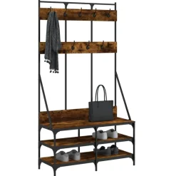 vidaXL Perchero con zapatero 100x40x184 cm Roble ahumado Sale