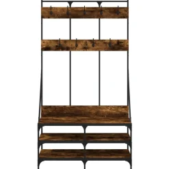 vidaXL Perchero con zapatero 100x40x184 cm Roble ahumado Sale