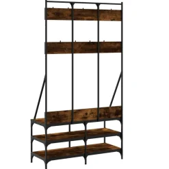 vidaXL Perchero con zapatero 100x40x184 cm Roble ahumado Sale