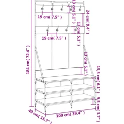 vidaXL Perchero con zapatero 100x40x184 cm Roble ahumado Sale