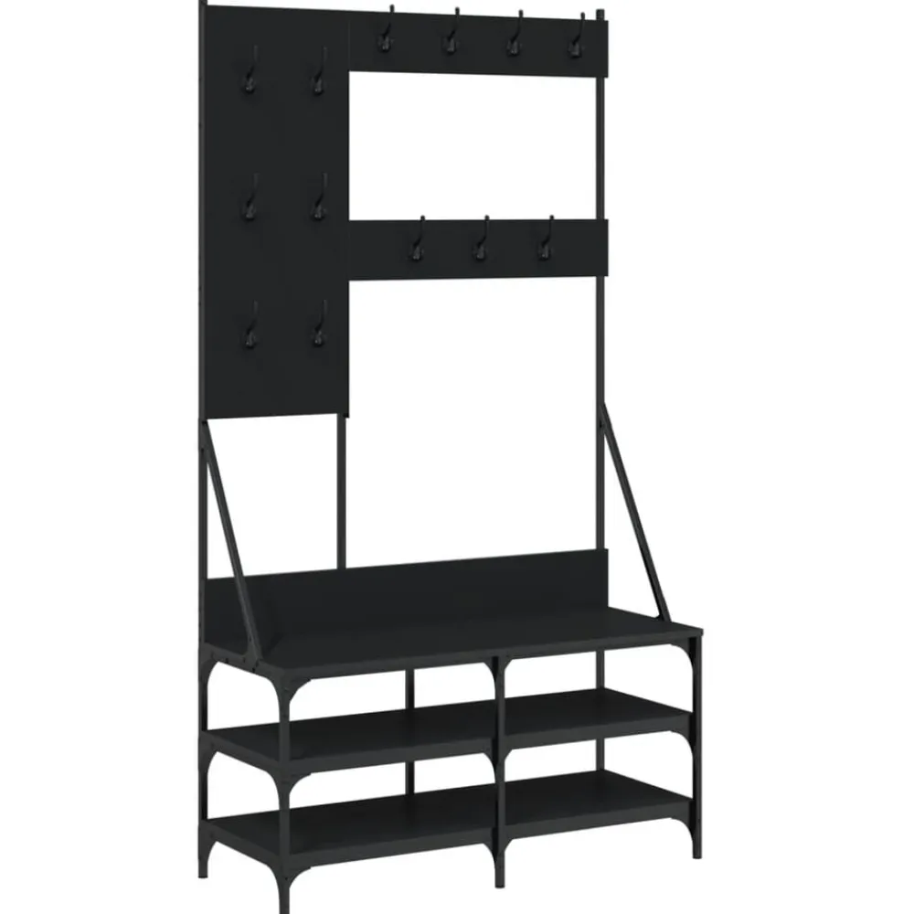 vidaXL Perchero con zapatero 100x40x184 cm Negro Online