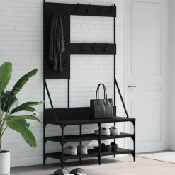 vidaXL Perchero con zapatero 100x40x184 cm Negro Online